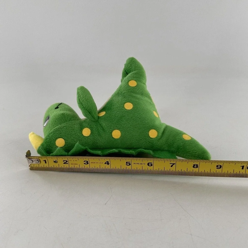 Fidelis Care Green Dinosaur Plush Stuffed Toy With Yellow Horn & Polka Dots 9